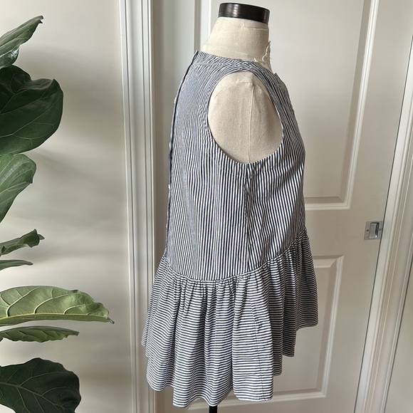 Tibi top size 0 100% cotton tunic shirt drop waist button down back blouse - Picture 2 of 6